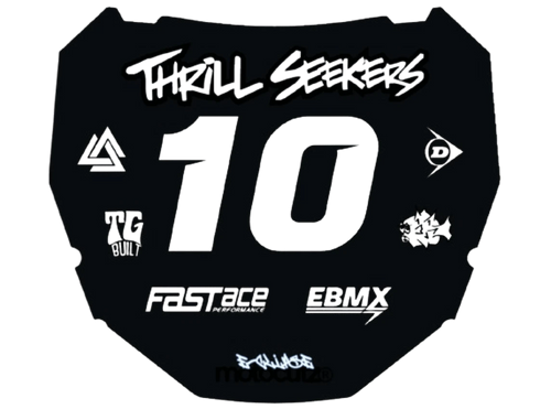 E-clipse custom black ODI plate with number 10 and various logos for e-bikes and e-motos.